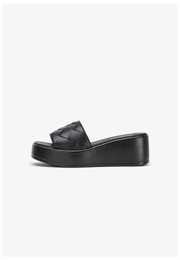 Inuovo Pantoletten Leder Schwarz - surf4shoes