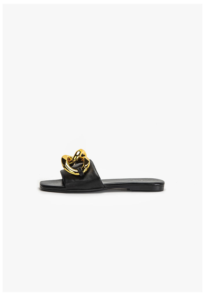 Inuovo Pantoletten Leder Schwarz - surf4shoes