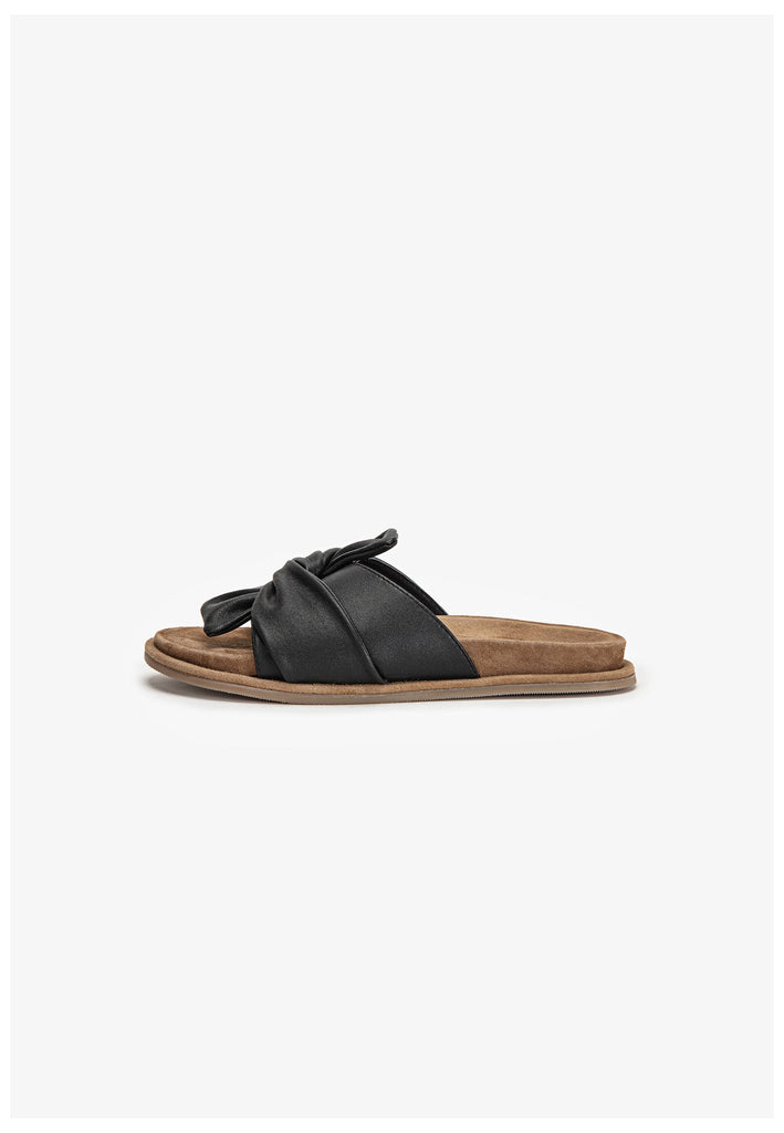 Inuovo Pantoletten Leder Schwarz - surf4shoes