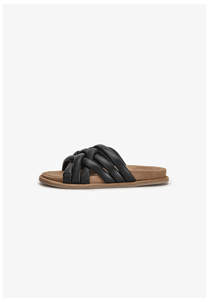 Inuovo Pantoletten Leder Schwarz - surf4shoes