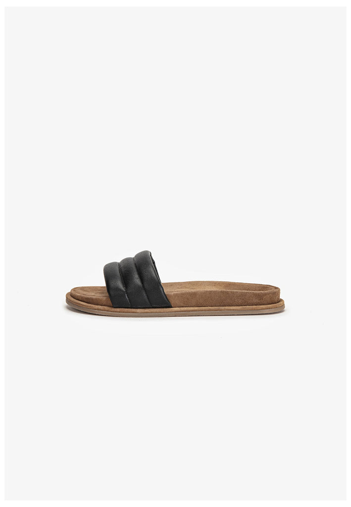 Inuovo Pantoletten Leder Schwarz - surf4shoes