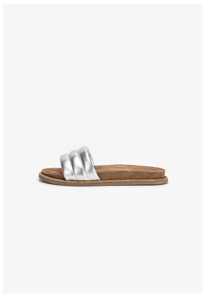 Inuovo Pantoletten Leder Silber - surf4shoes