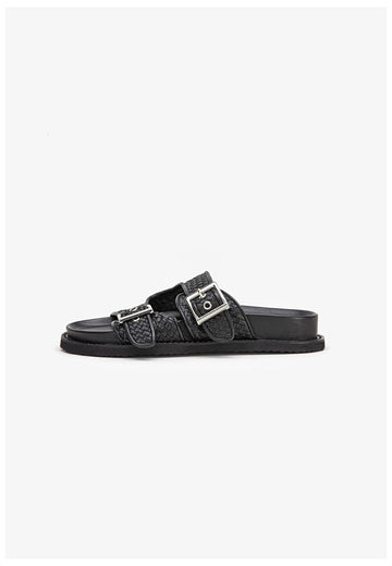 Inuovo Pantoletten Leder Schwarz - surf4shoes