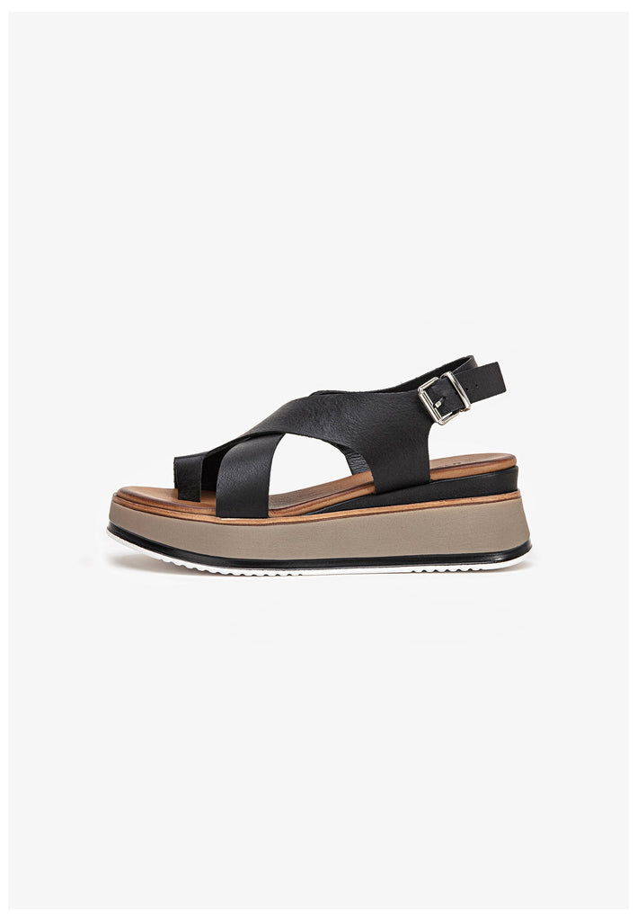 Inuovo Sandalen Leder/Textil Schwarz - surf4shoes