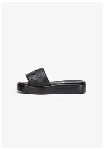 Inuovo Pantoletten Leder Schwarz - surf4shoes