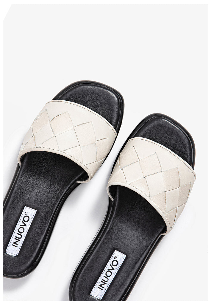 Inuovo Pantoletten Leder Creme - surf4shoes