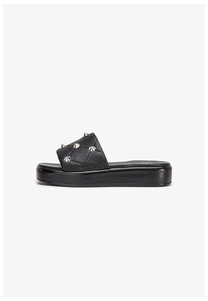Inuovo Pantoletten Leder Schwarz - surf4shoes
