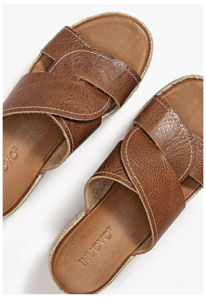 Inuovo Pantoletten Leder Mittelbraun - surf4shoes