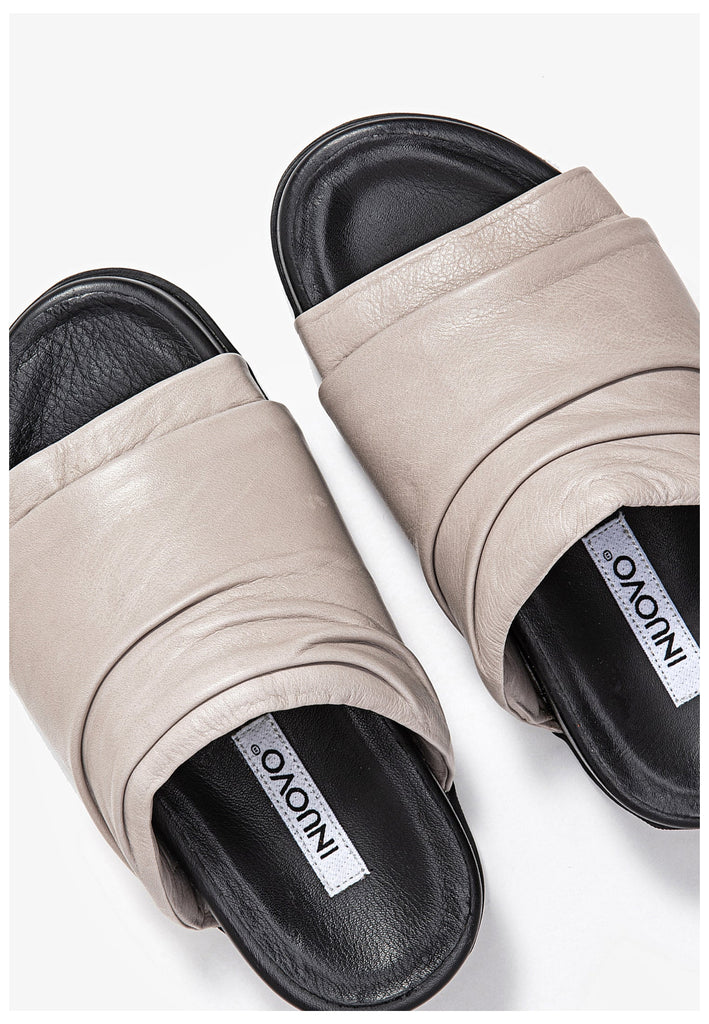 Inuovo Pantoletten Leder Silber/Grau - surf4shoes
