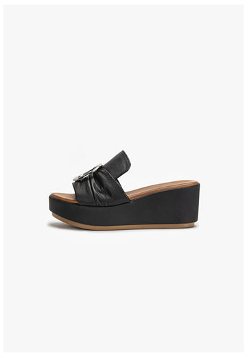 Inuovo Pantoletten Leder Schwarz - surf4shoes