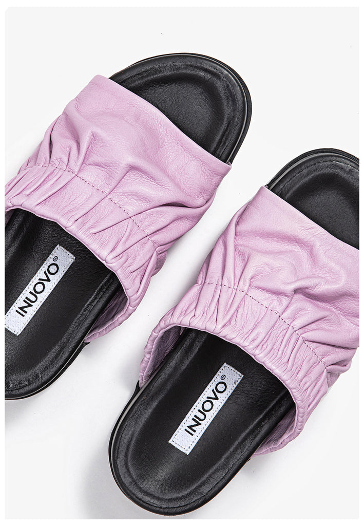 Inuovo Pantoletten Leder Pink - surf4shoes
