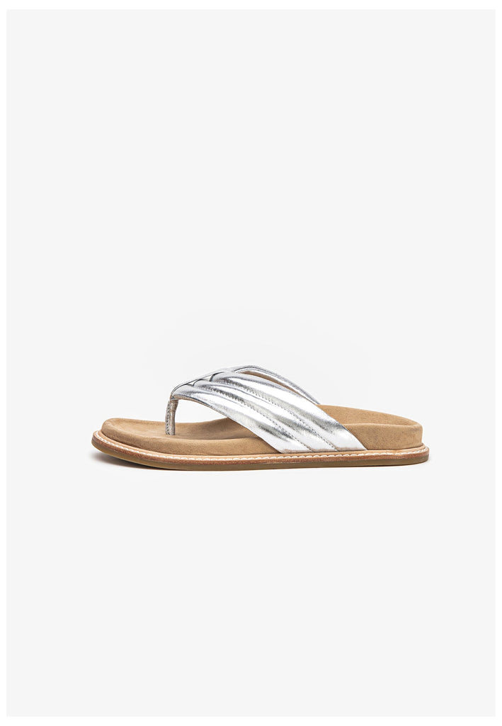 Inuovo Pantoletten Leder Silber - surf4shoes