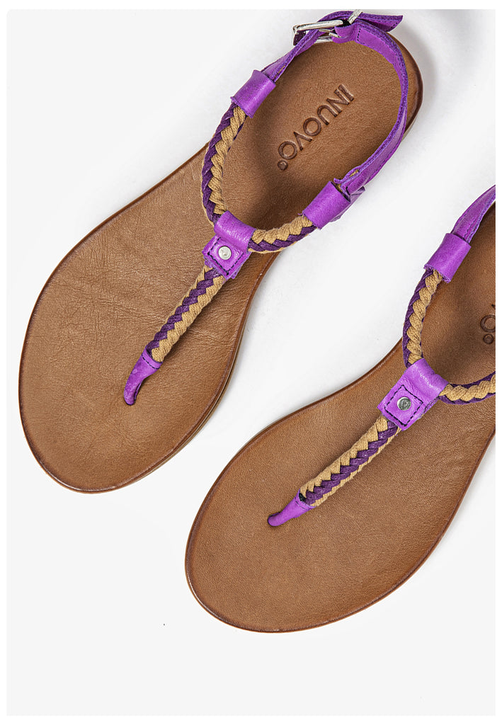 Inuovo Zehensteg Leder/Textil Lila - surf4shoes