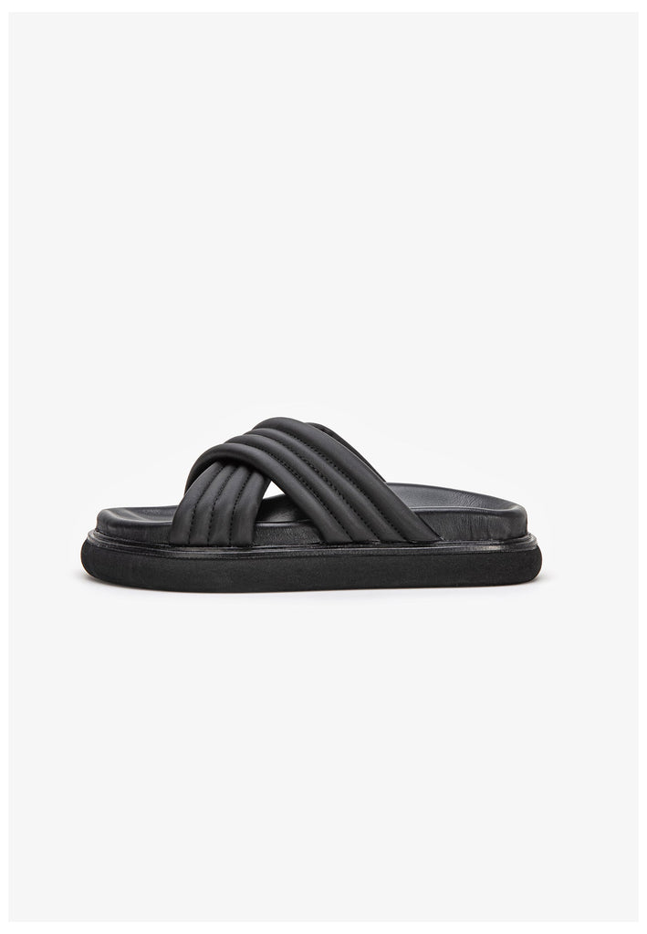 Inuovo Pantoletten Leder Schwarz - surf4shoes