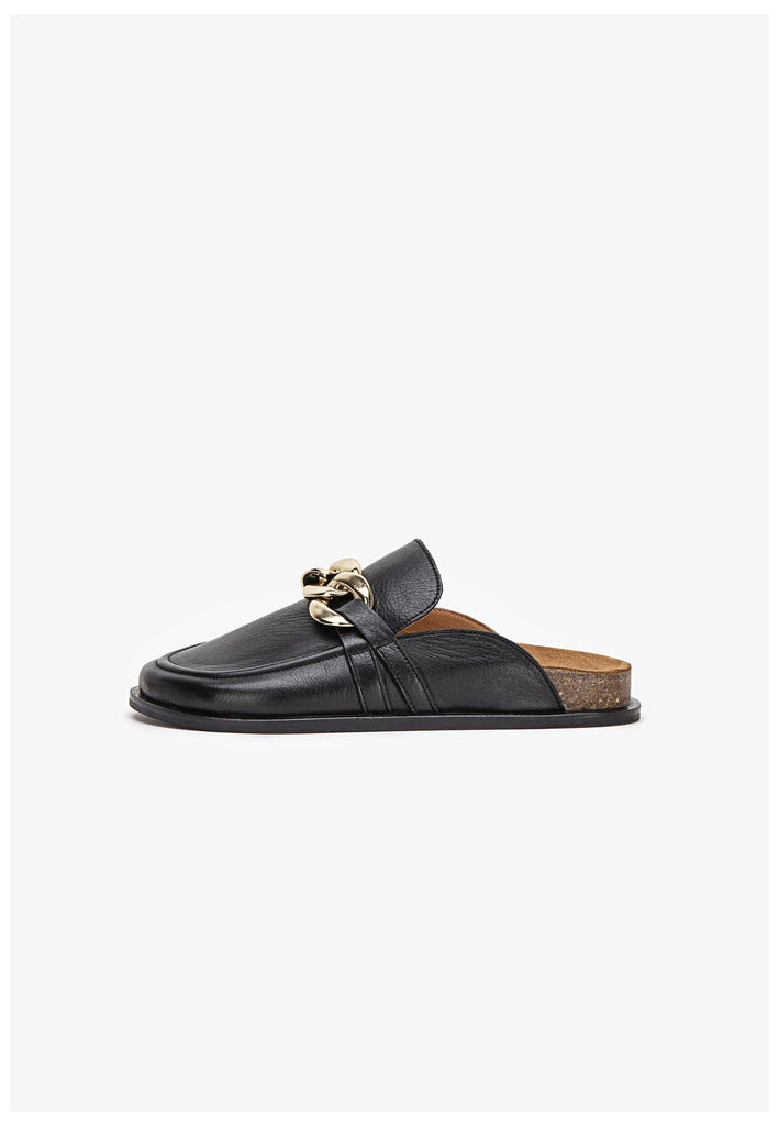 Inuovo Pantoletten Leder Schwarz - surf4shoes
