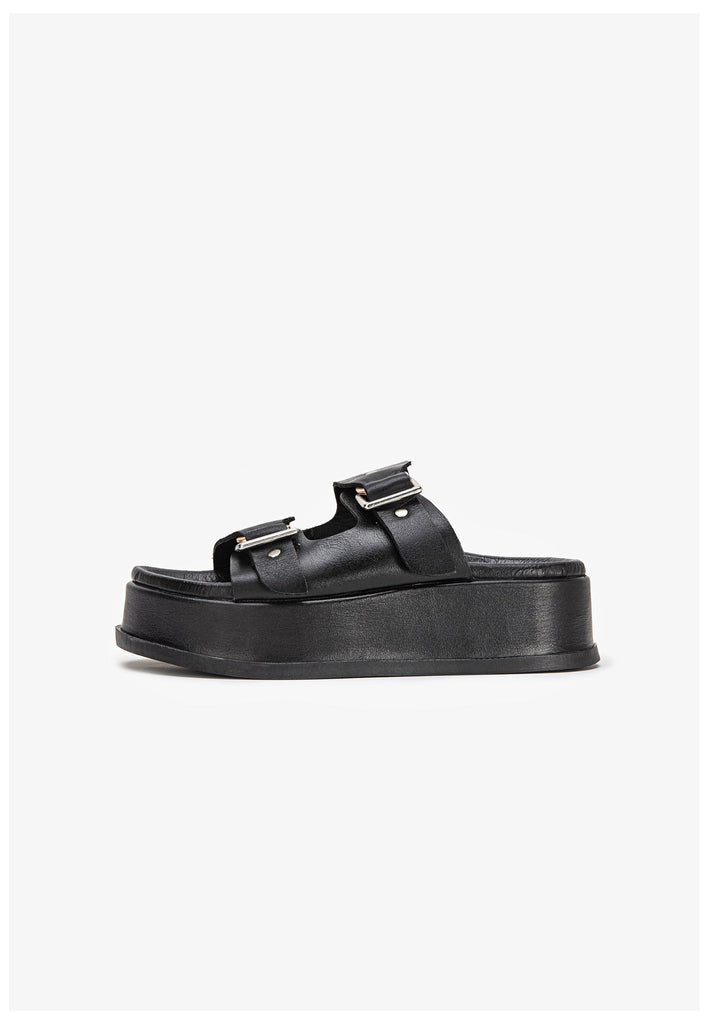 Inuovo Pantoletten Leder Schwarz - surf4shoes