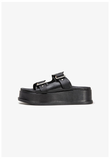 Inuovo Pantoletten Leder Schwarz - surf4shoes
