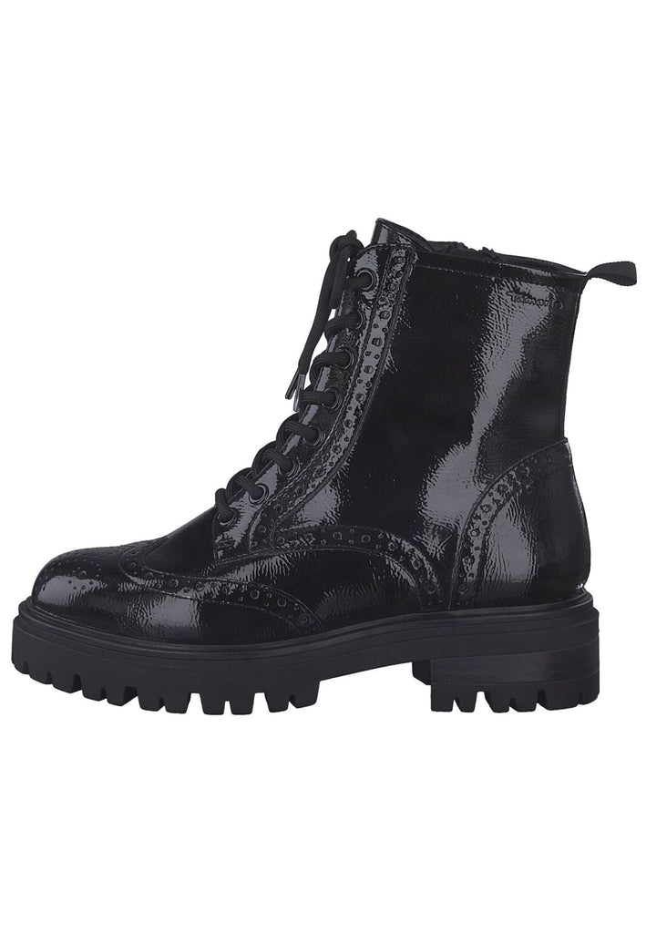 Tamaris Stiefelette Lederimitat Schwarz Lack - surf4shoes