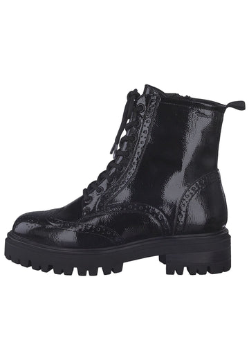 Tamaris Stiefelette Lederimitat Schwarz Lack - surf4shoes