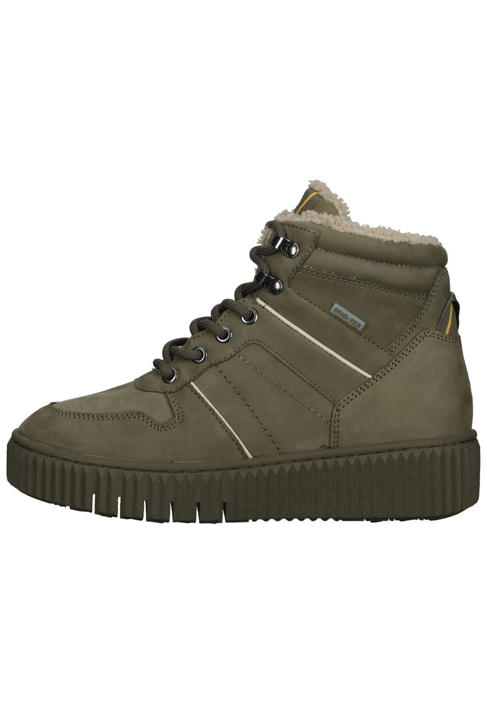 Tamaris Sneaker Leder/Textil Khaki Warmfutter - surf4shoes