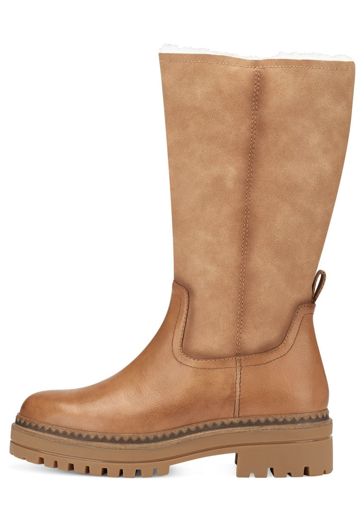 Tamaris Stiefel Leder/Textil Camel Warmfutter - surf4shoes