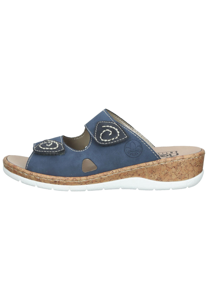 Rieker Pantoletten Lederimitat Blau - surf4shoes