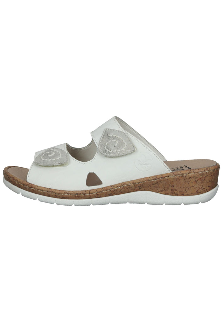 Rieker Pantoletten Leder Weiß - surf4shoes