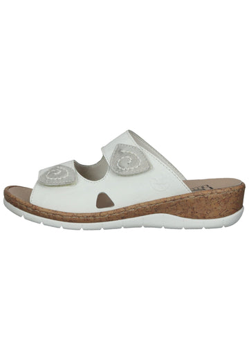Rieker Pantoletten Leder Weiß - surf4shoes