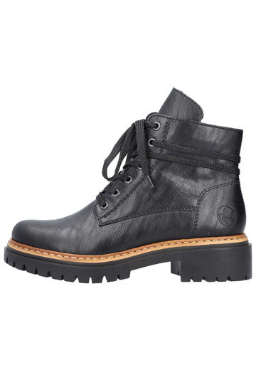 Rieker Stiefelette Lederimitat Schwarz - surf4shoes