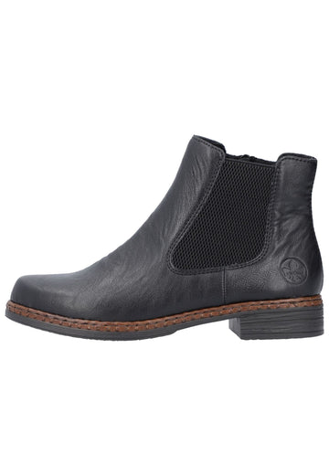 Rieker Stiefelette Lederimitat/Textil Schwarz - surf4shoes