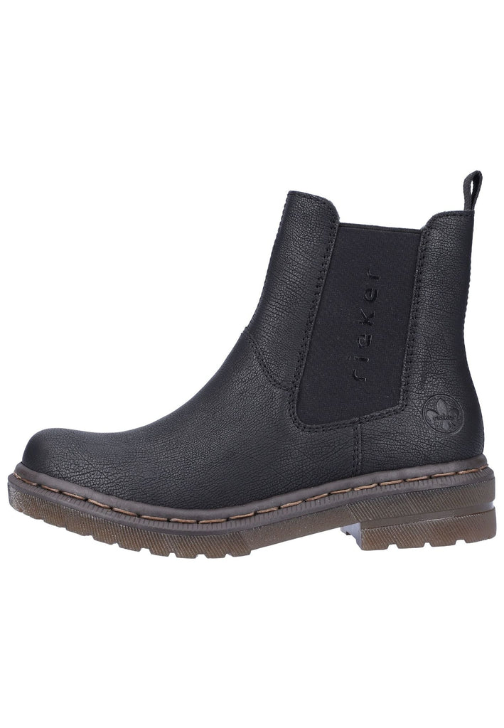 Rieker Stiefelette Lederimitat Schwarz - surf4shoes