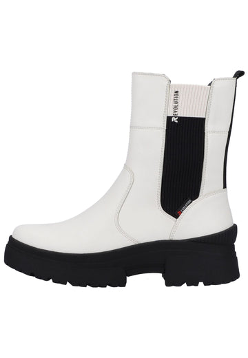 Rieker Stiefelette Leder/Textil Weiß - surf4shoes