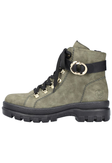 Rieker Stiefelette Lederimitat Grün/Schwarz - surf4shoes