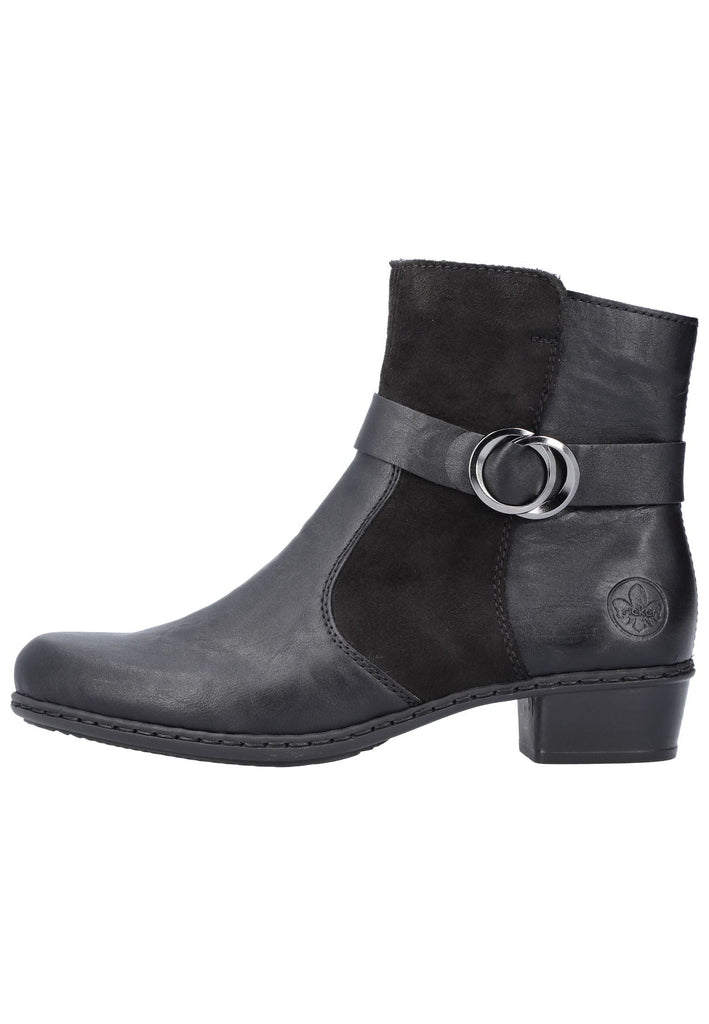 Rieker Stiefelette Lederimitat Schwarz - surf4shoes