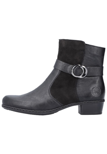 Rieker Stiefelette Lederimitat Schwarz - surf4shoes