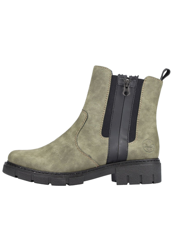 Rieker Stiefelette Lederimitat/Textil Dunkelgrün - surf4shoes