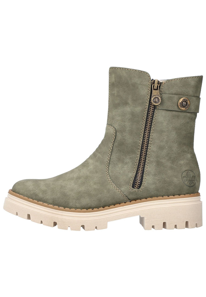 Rieker Stiefelette Lederimitat Dunkelgrün - surf4shoes
