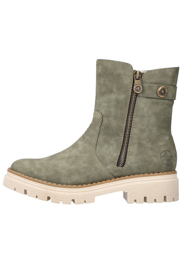 Rieker Stiefelette Lederimitat Dunkelgrün - surf4shoes