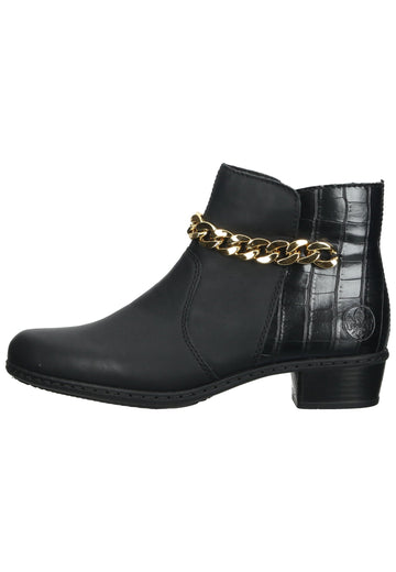 Rieker Stiefelette Lederimitat Schwarz - surf4shoes