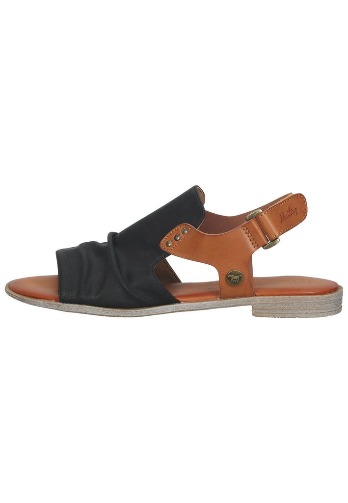 Mustang Sandalen Lederimitat Schwarz - surf4shoes