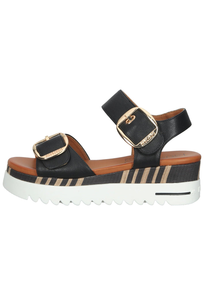 Mustang Sandalen Lederimitat Schwarz - surf4shoes