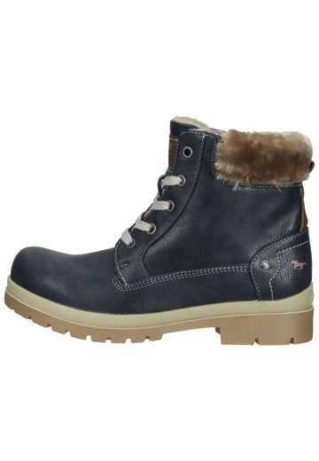 Mustang Stiefelette Lederimitat/Textil Navy Warmfutter - surf4shoes
