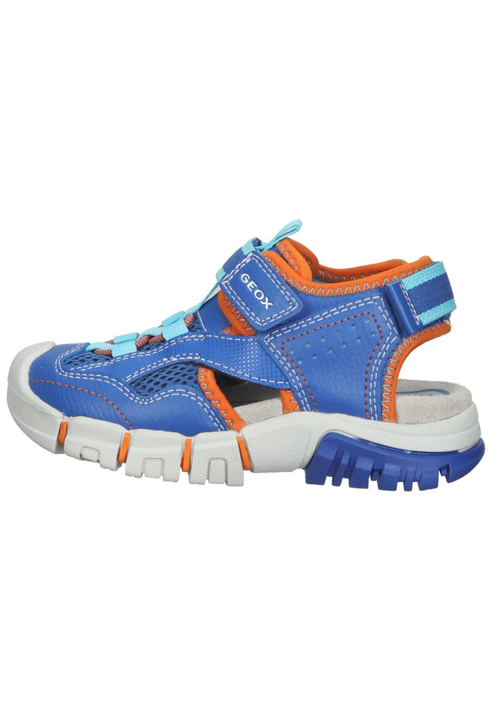 Geox Halbschuhe Lederimitat/Mesh Blau/Orange - surf4shoes