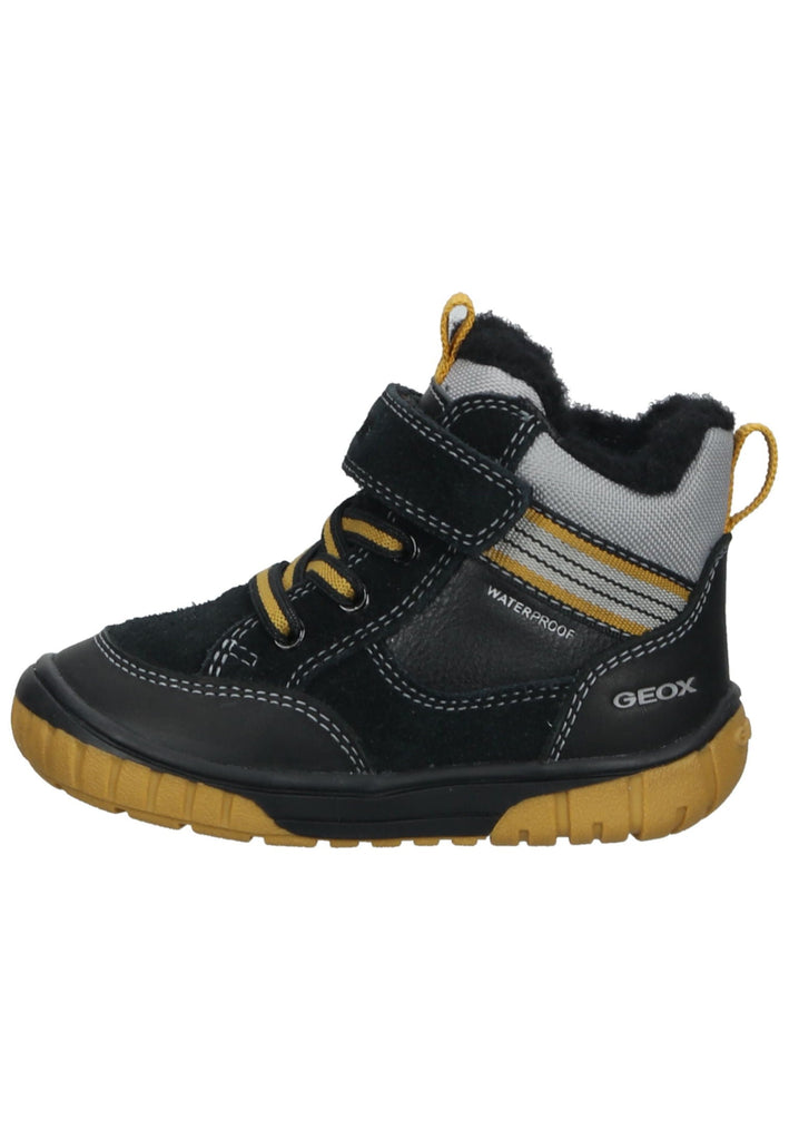 Geox Stiefelette Leder/Textil Schwarz/Gelb Warmfutter - surf4shoes