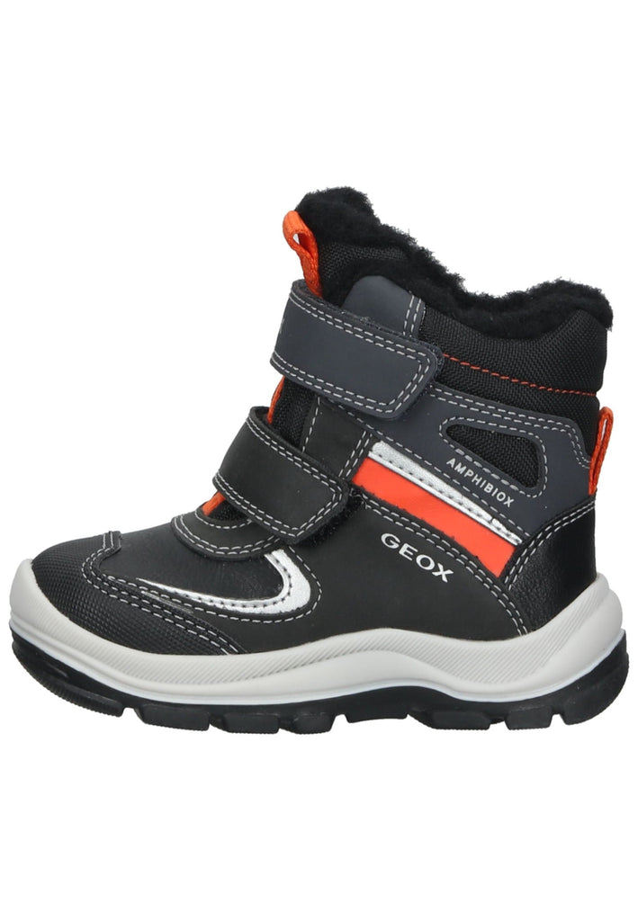 Geox Stiefelette Lederimitat/Textil Schwarz/Orange Warmfutter - surf4shoes