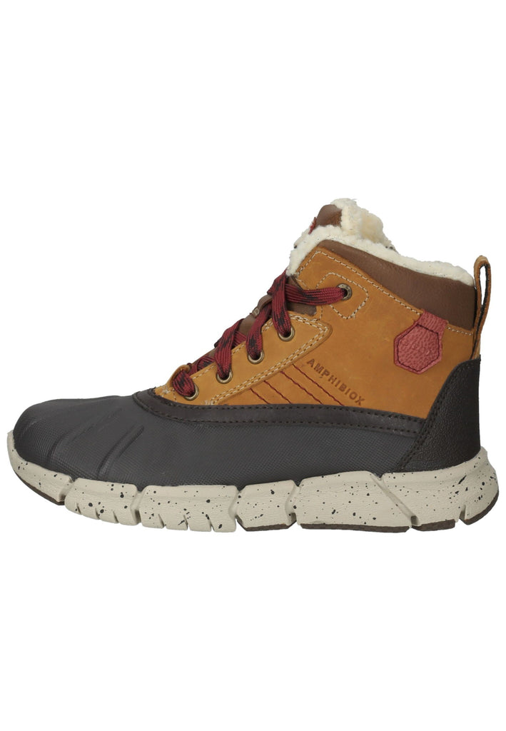 Geox Stiefelette Lederimitat/Textil Braun/Rot Warmfutter - surf4shoes
