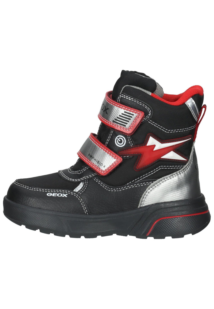 Geox Stiefel Lederimitat/Textil Schwarz/Rot Warmfutter - surf4shoes