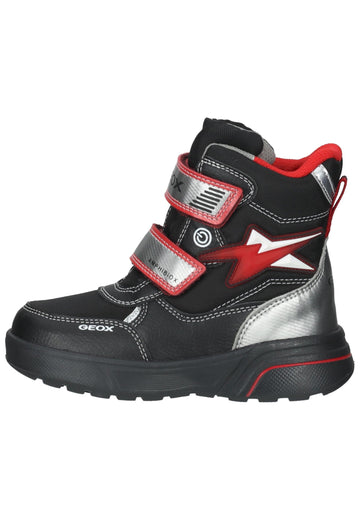 Geox Stiefel Lederimitat/Textil Schwarz/Rot Warmfutter - surf4shoes