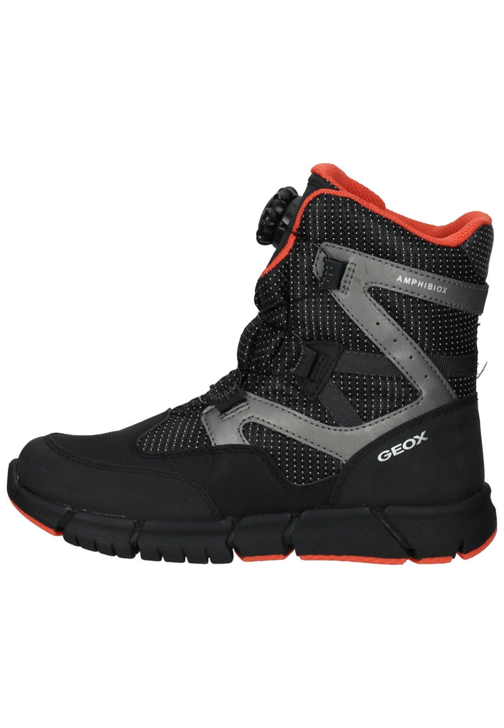 Geox Stiefelette Lederimitat/Textil Schwarz/Orange Warmfutter - surf4shoes