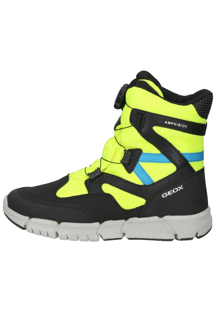 Geox Stiefelette Lederimitat/Textil Schwarz/Gelb Warmfutter - surf4shoes